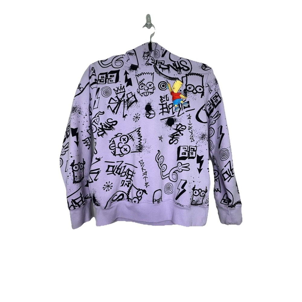Skater Style The Simpsoms Purple Pullover Hoodie with Pockets Size Large